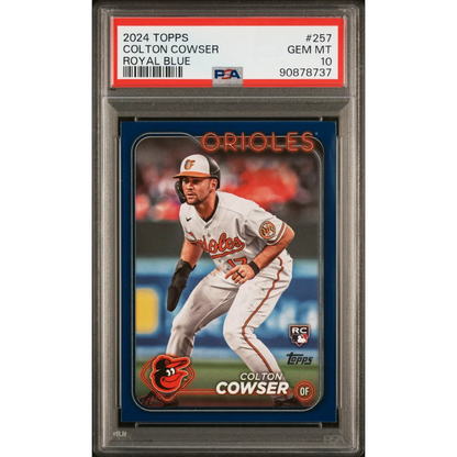PSA Graded 2024 Topps Colton Cowser Royal Blue Baseball Card showin’ vibrant design