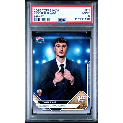 Mint PSA graded 2025 Topps Now Cooper Flagg gold black draft card