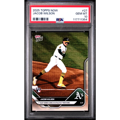 PSA graded 2025 Topps Now Jacob Wilson silver frame baseball card