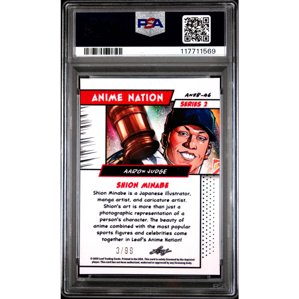 Vibrant 1980s retro PSA graded Aaron Judge anime baseball card