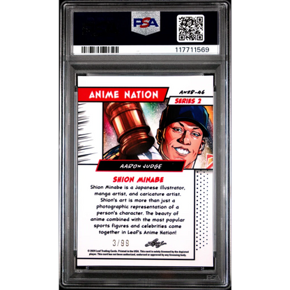 Vibrant 1980s retro PSA graded Aaron Judge anime baseball card