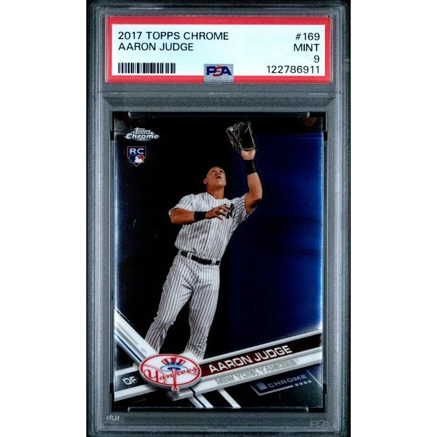 PSA graded 2017 Topps Chrome Aaron Judge rookie baseball card