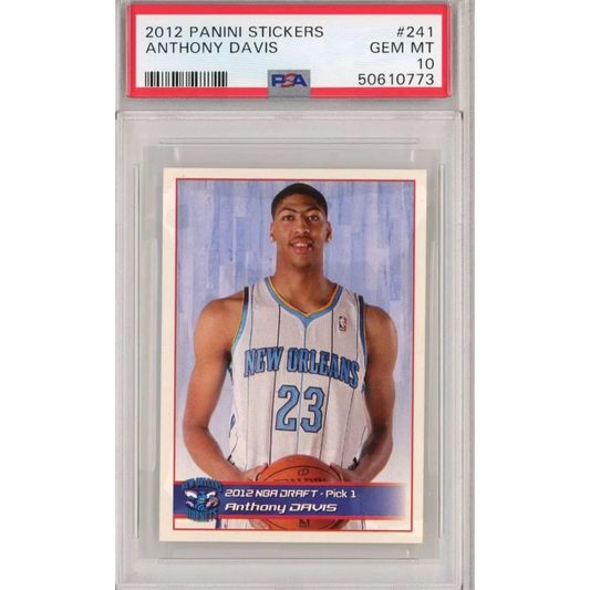 PSA Graded Anthony Davis 2012 Panini Rookie Sticker Card showing Anthony Davis rookie card