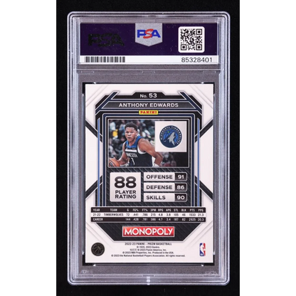 Graded Anthony Edwards NBA trading card in PSA case, authentic signed basketball card