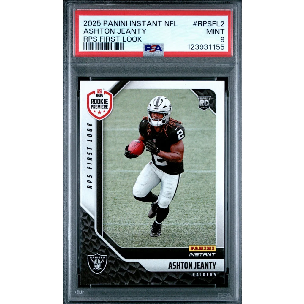 PSA graded Ashton Jeanty 2025 Panini Instant Raiders rookie card