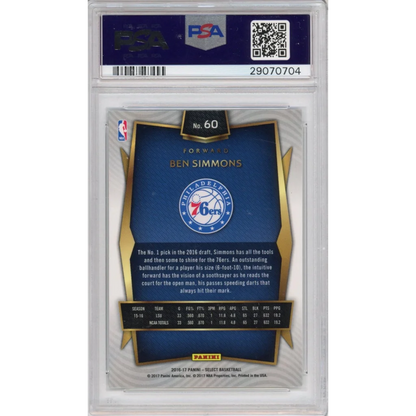 Graded Ben Simmons 2016 Panini Select Rookie Card in PSA case