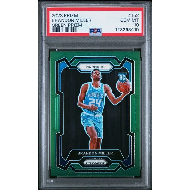 PSA graded Brandon Miller 2023 Prizm green #152 basketball card