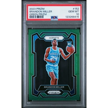 PSA graded Brandon Miller 2023 Prizm green #152 basketball card