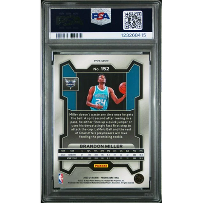 PSA Graded 2023-24 Panini Prizm Green Brandon Miller #152 Card