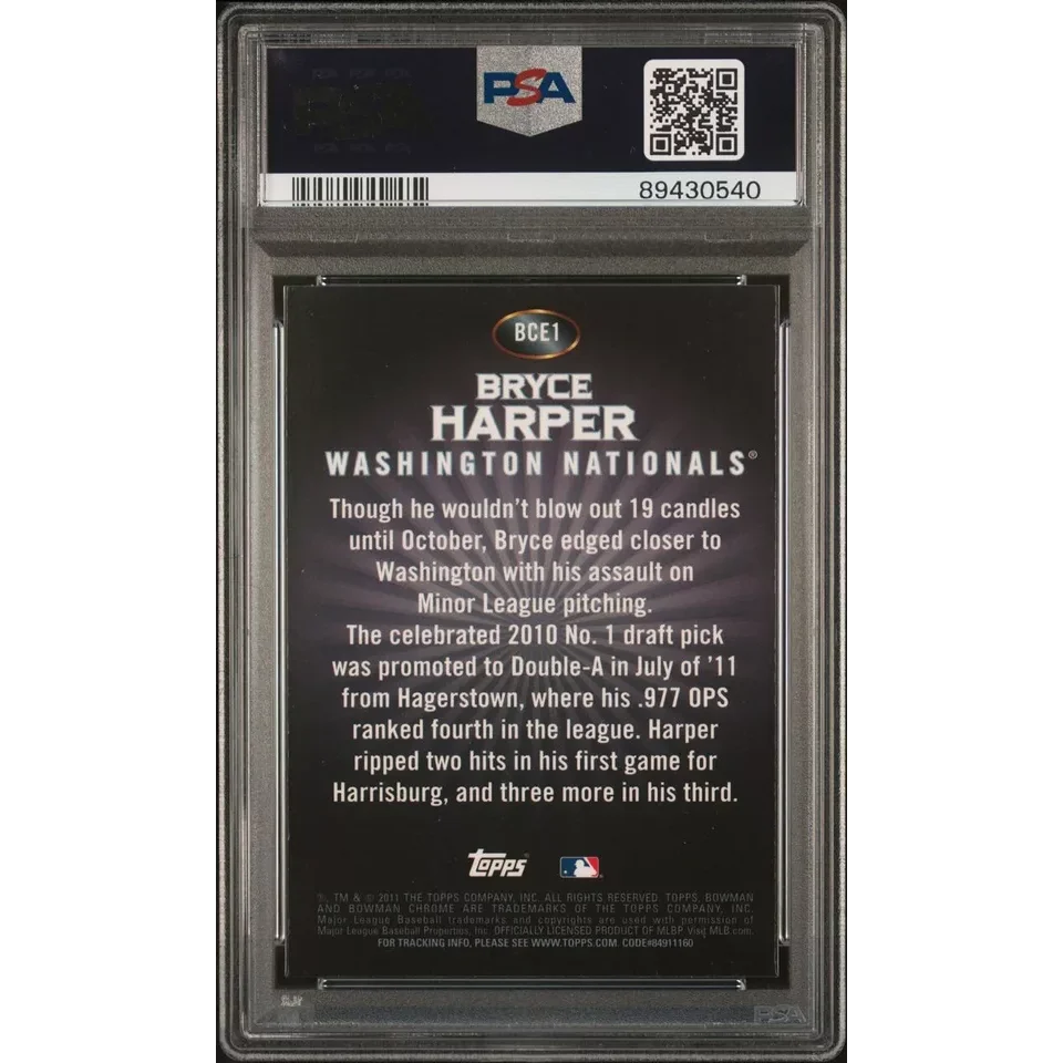 2013 Topps Bryce Harper baseball card in PSA graded Chrome Silver Card Bundle