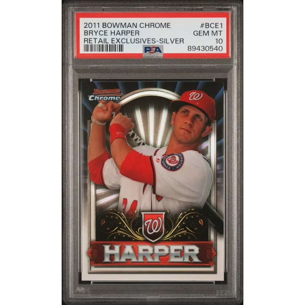 2011 Bowman Chrome Bryce Harper Silver Baseball Card PSA Graded Bundle