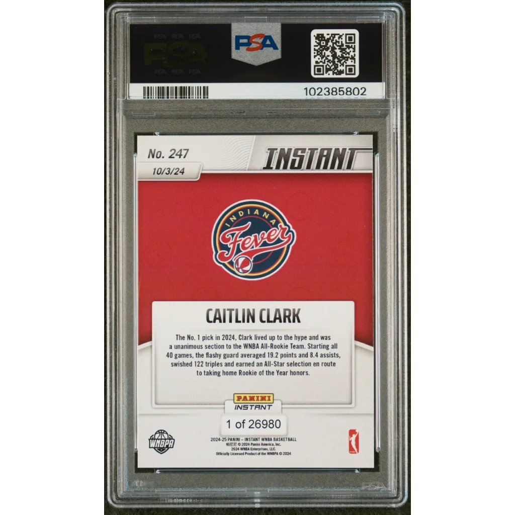 PSA graded Caitlin Clark 2024 rookie card, limited 1/6980