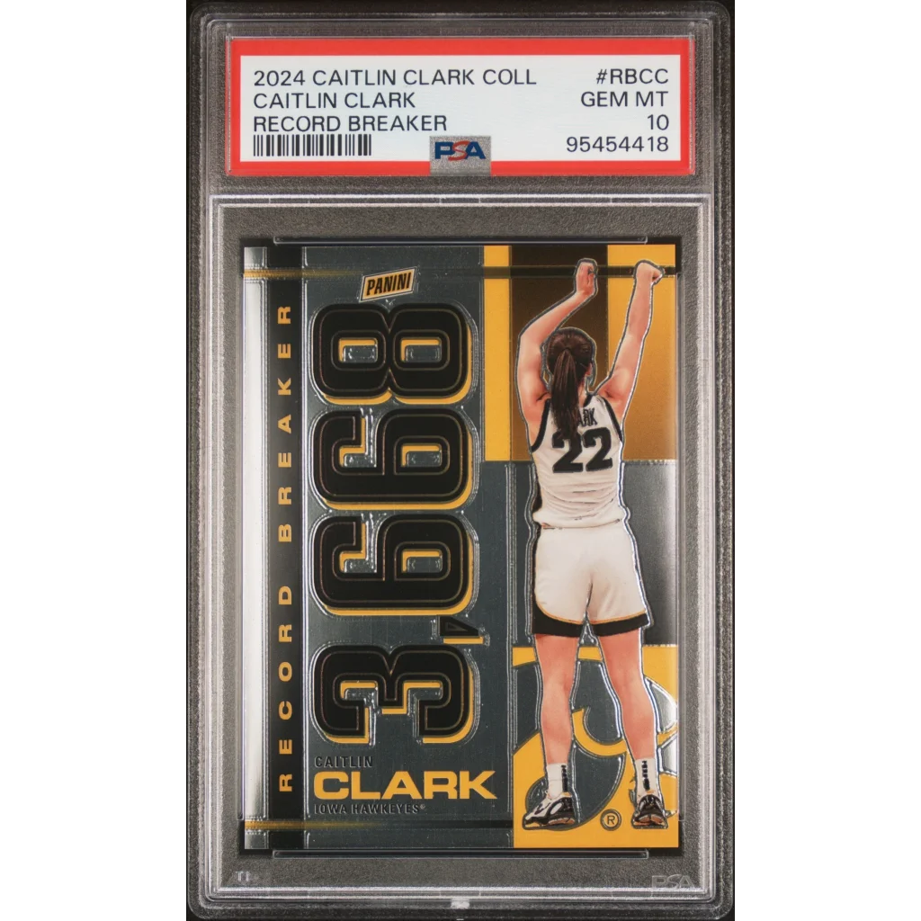 2024 Caitlin Clark Record Breaker Basketball Card PSA graded, rare collector’s find