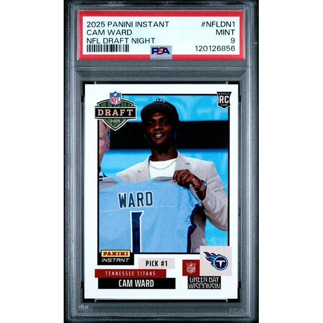 PSA graded Cam Ward 2025 Panini Instant Titans NFL draft card