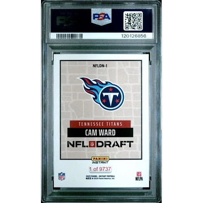 PSA graded Cam Ward 2025 Panini Instant Titans NFL draft card, 1 of 9737