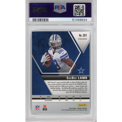 PSA Graded CeeDee Lamb Green Mosaic Rookie Card 2020 Panini football card