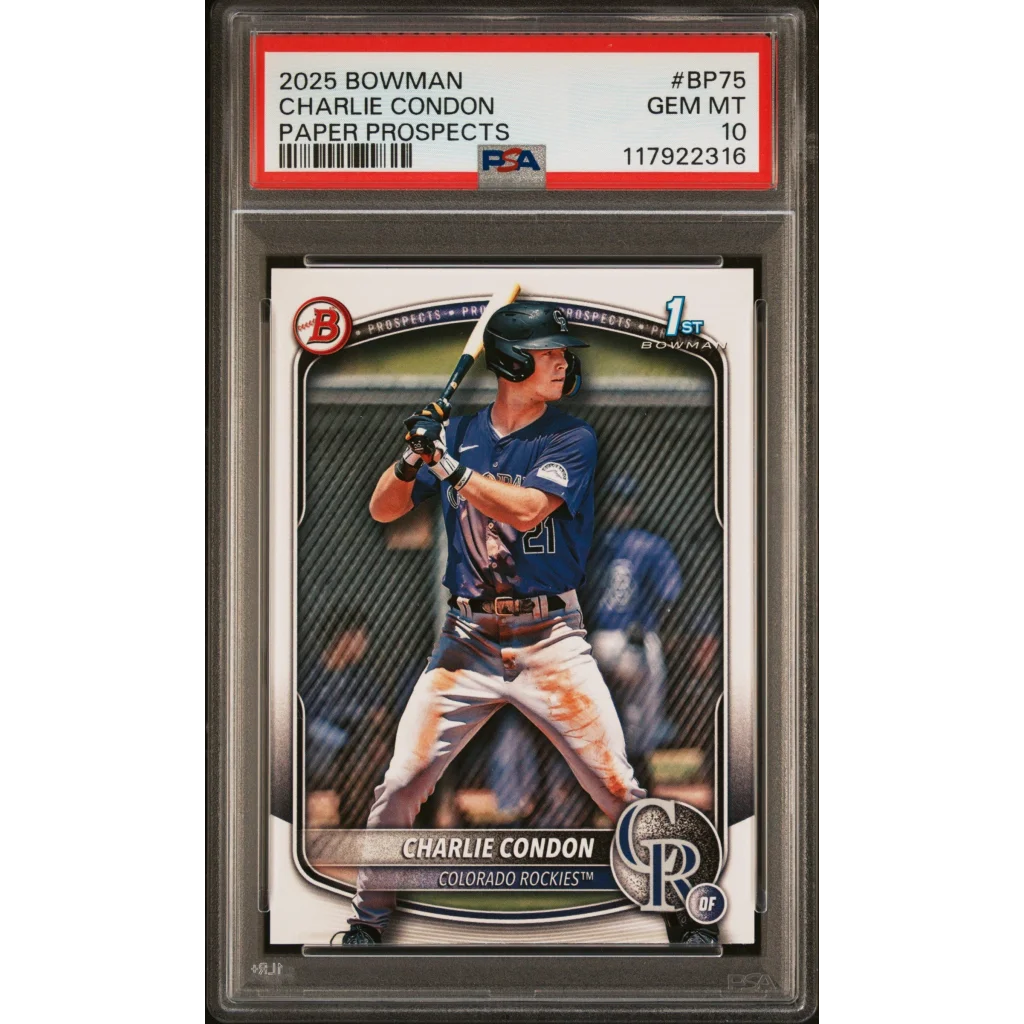 PSA Graded 2025 Bowman Charlie Condon Prospects Rookie Card Rockies