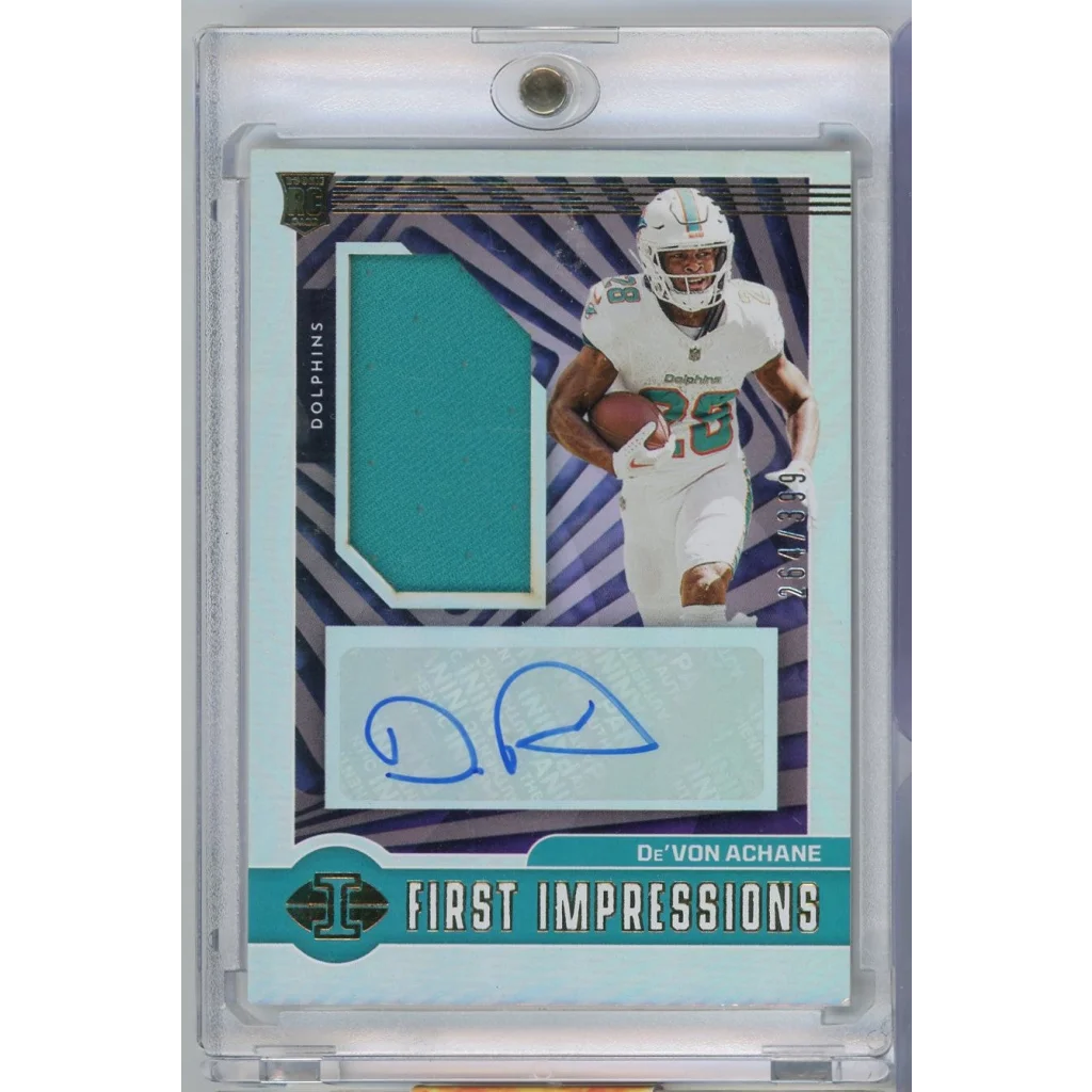 PSA Graded 2019 Panini De’Von Achane Rookie Auto Jersey Patch Card