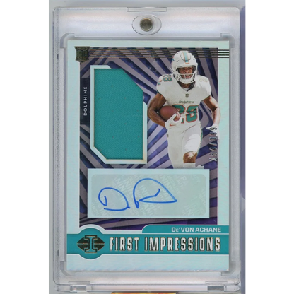 PSA Graded 2019 Panini De’Von Achane Rookie Auto Jersey Patch Card