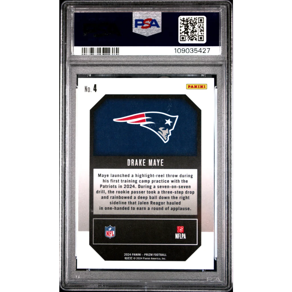 PSA Graded Drake Maye 2024 Prizm Emergent Rookie 1/5 Patriots Card