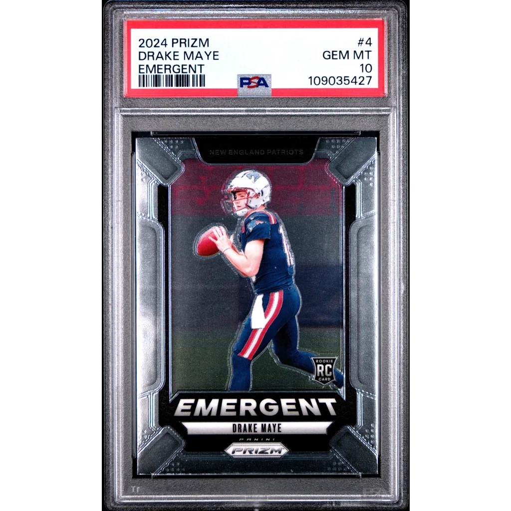 PSA Graded Drake Maye 2024 Prizm Emergent 1/5 Patriots Rookie Card