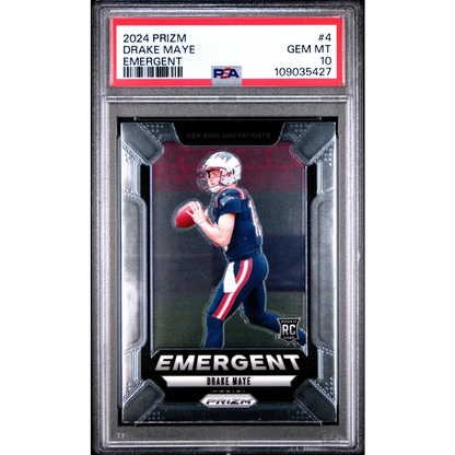 PSA Graded Drake Maye 2024 Prizm Emergent 1/5 Patriots Rookie Card