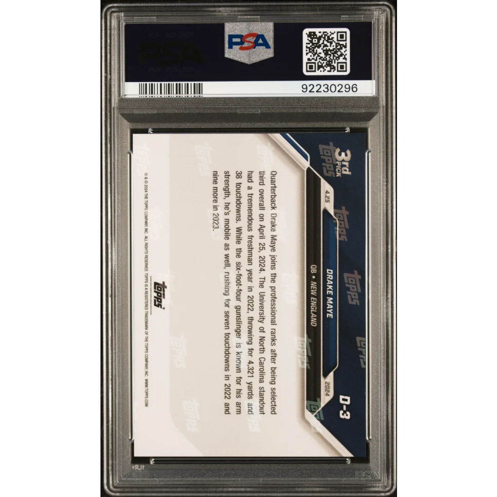 PSA graded Drake Maye 2015 Topps Chrome baseball card