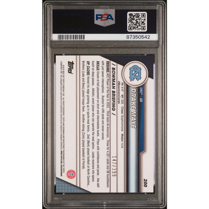 PSA Graded Drake Maye Purple Mini Diamond Chrome Rookie Card football trading card