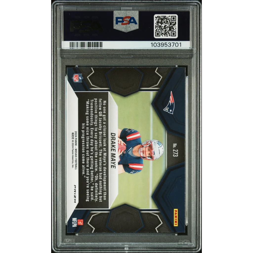 PSA graded 2019 Panini NFL Drake Maye rookie card #73 silver black design
