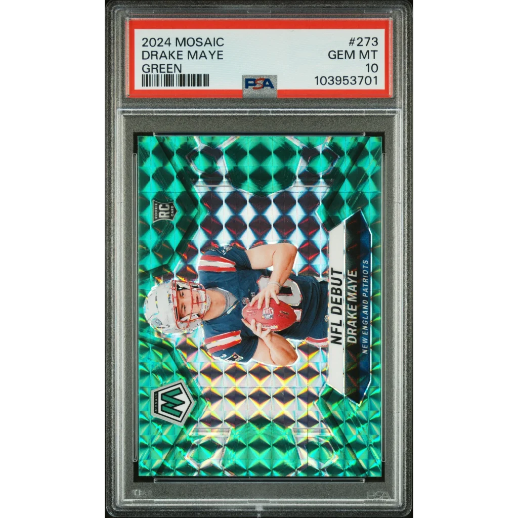 2024 mosaic green drake maye rc psa graded rookie card