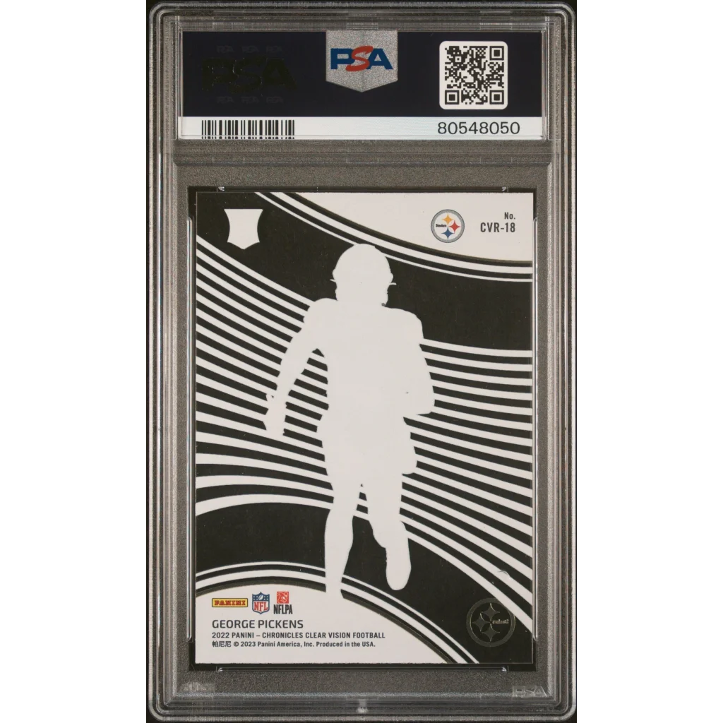 PSA Graded George Pickens 2022 Chronicles Clear Vision Rookie Card football trading card