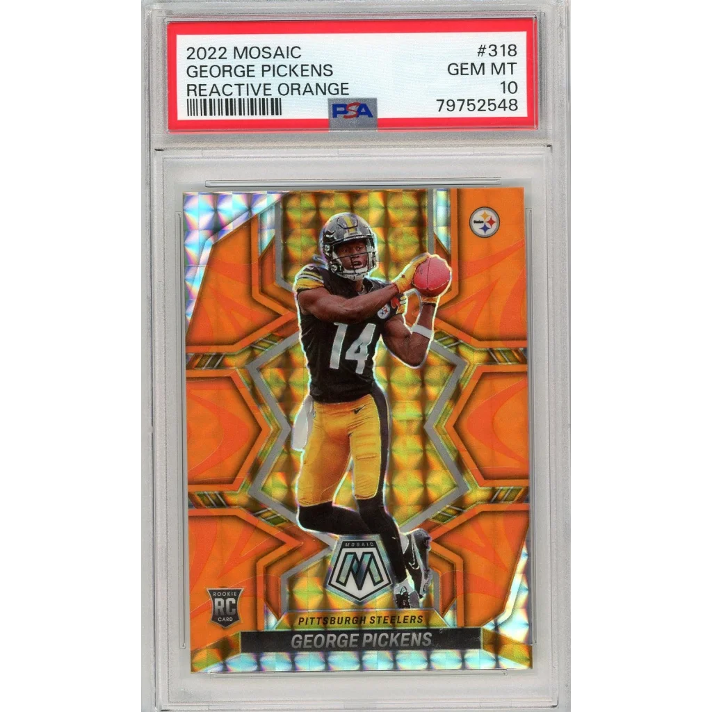 PSA Graded George Pickens 2022 Mosaic Reactive Orange Football Card for collectors