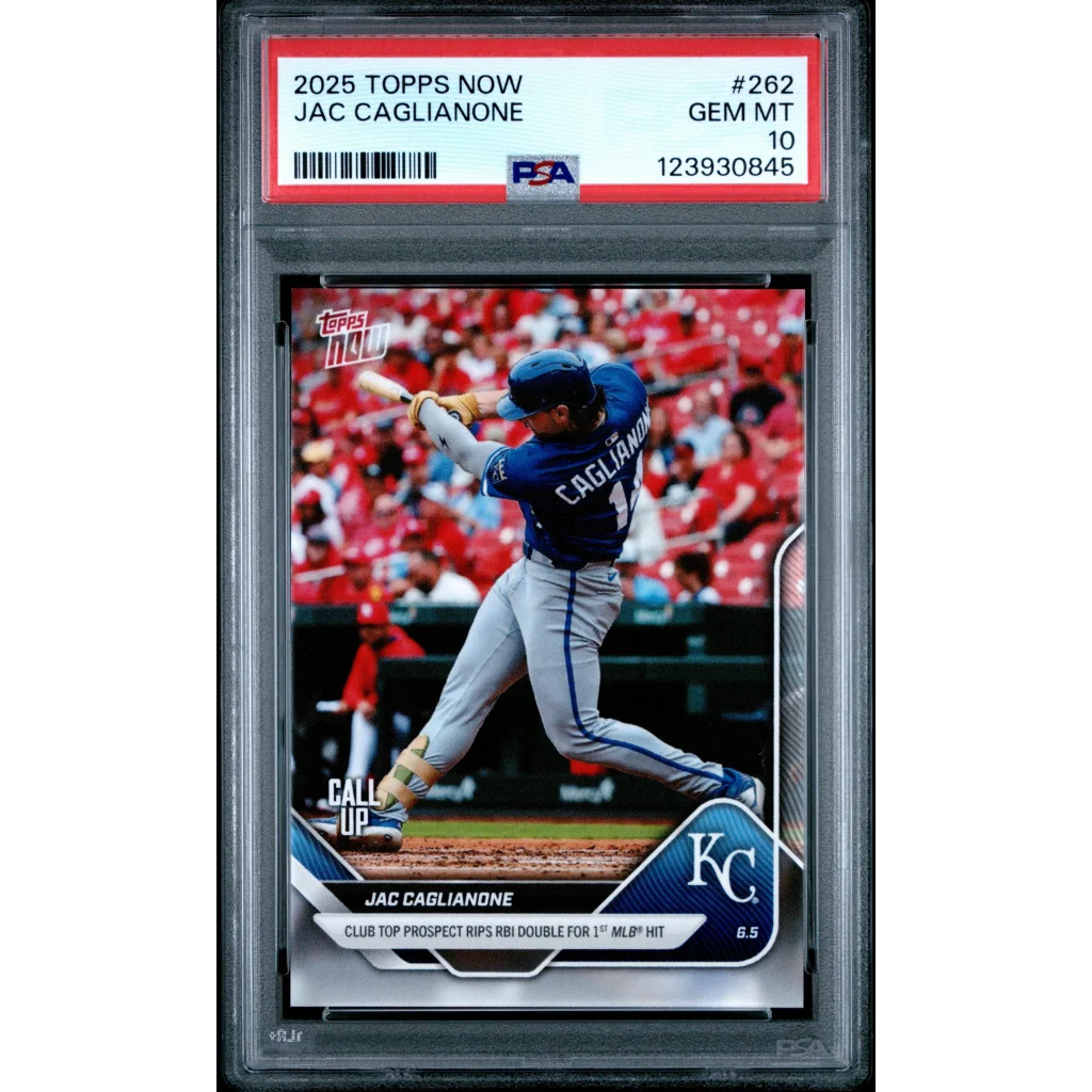 PSA graded Jac Caglianone 2025 Topps Now rookie card swing