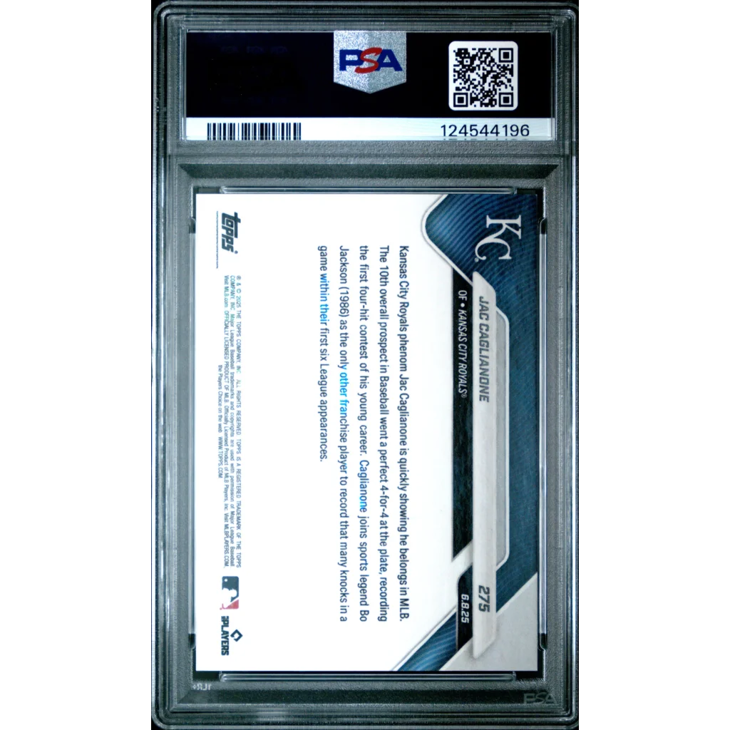 PSA graded Jac Caglione black foil 2018 Topps Chrome baseball card