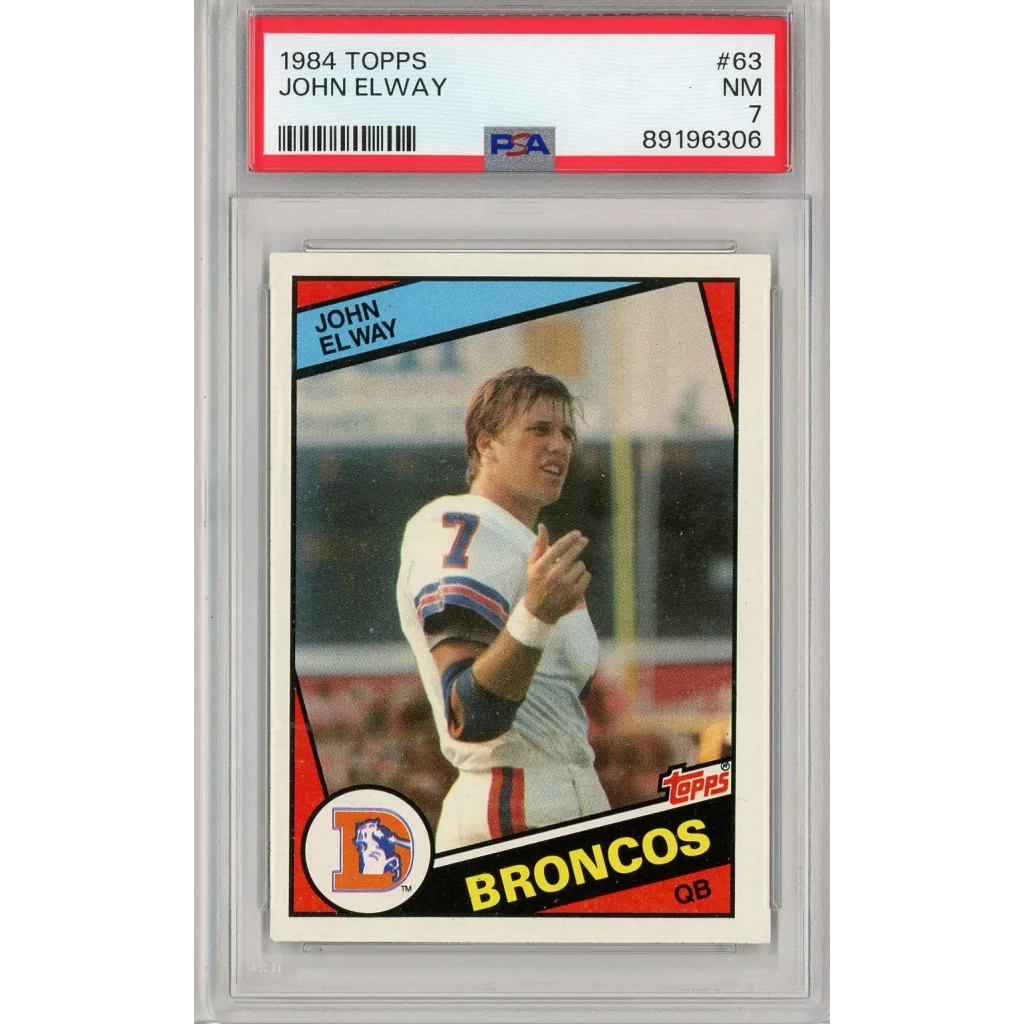 PSA graded 1984 Topps John Elway rookie card in Broncos uniform