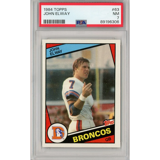 PSA graded 1984 Topps John Elway rookie card in Broncos uniform