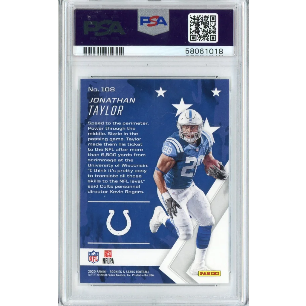 PSA graded Jonathan Taylor 2023 Panini Chronicles football card #108