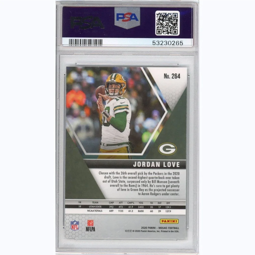 PSA graded Jordan Love 2020 Panini Mosaic NFL debut rookie trading card