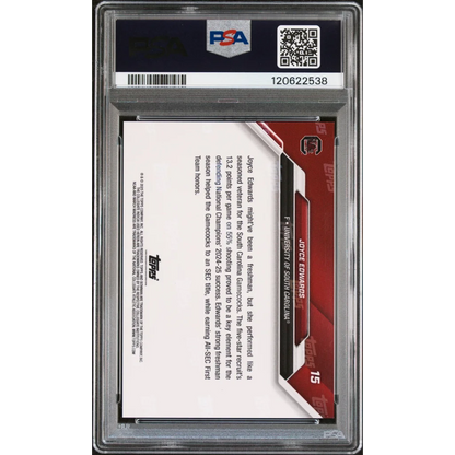 PSA graded Joyce Edwards 2025 Bowman March Madness black 15 jersey card