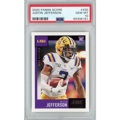 PSA graded Justin Jefferson 2020 Score rookie football card in good condition