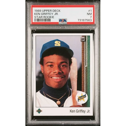 PSA graded 1989 Upper Deck Ken Griffey Jr Star Rookie Card NM 7