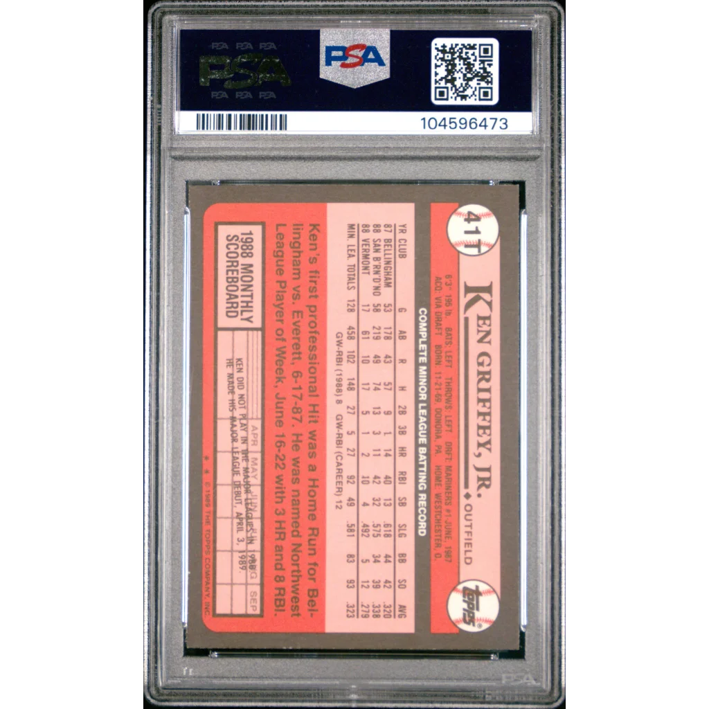 1986 Topps Ken Griffey Jr rookie card from PSA graded collection