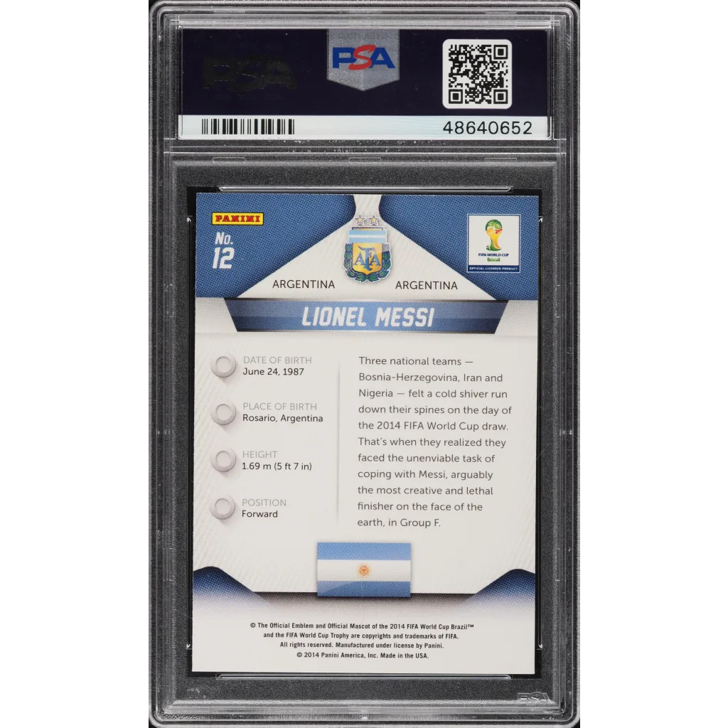 PSA graded Lionel Messi 2014 Panini Prizm World Cup Soccer Card for collectors