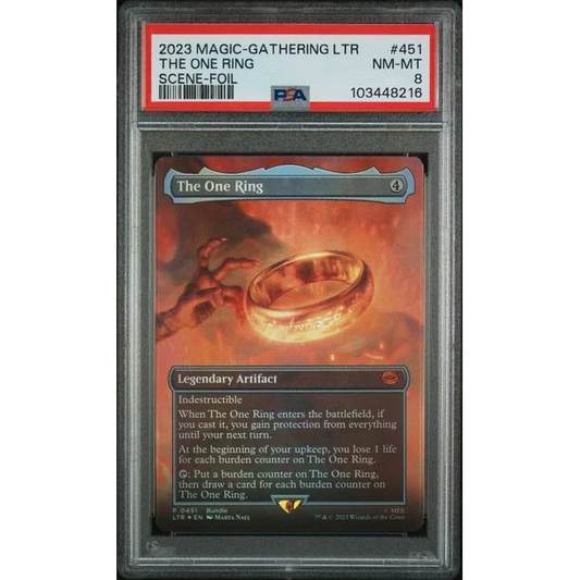 PSA graded 2023 Magic The Gathering LTR 451 The One Ring foil card in NM-MT