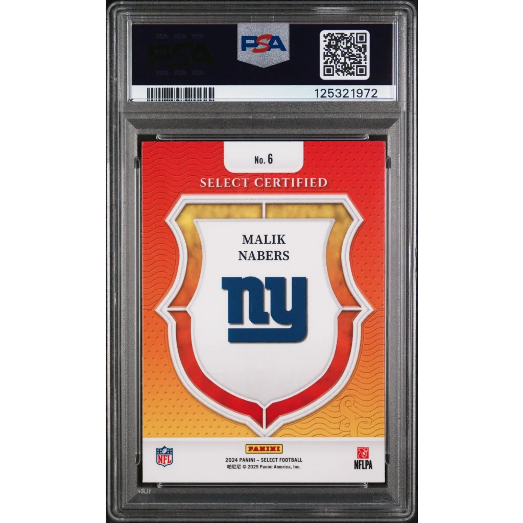 PSA graded 2019 Panini Select Malik Nabers NY Giants football card