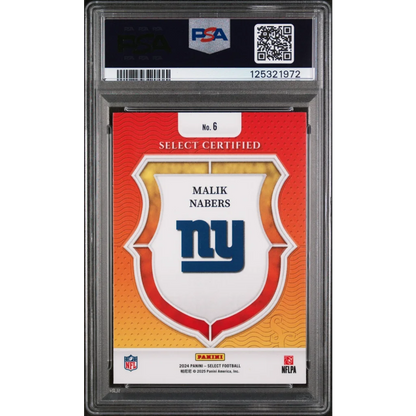 PSA graded 2019 Panini Select Malik Nabers NY Giants football card