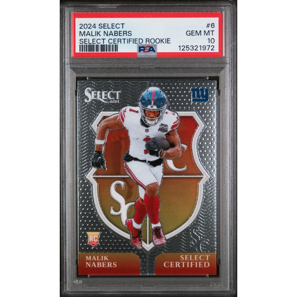 PSA Graded 2024 Malik Nabers Select Football Card NY Giants Silver Gold