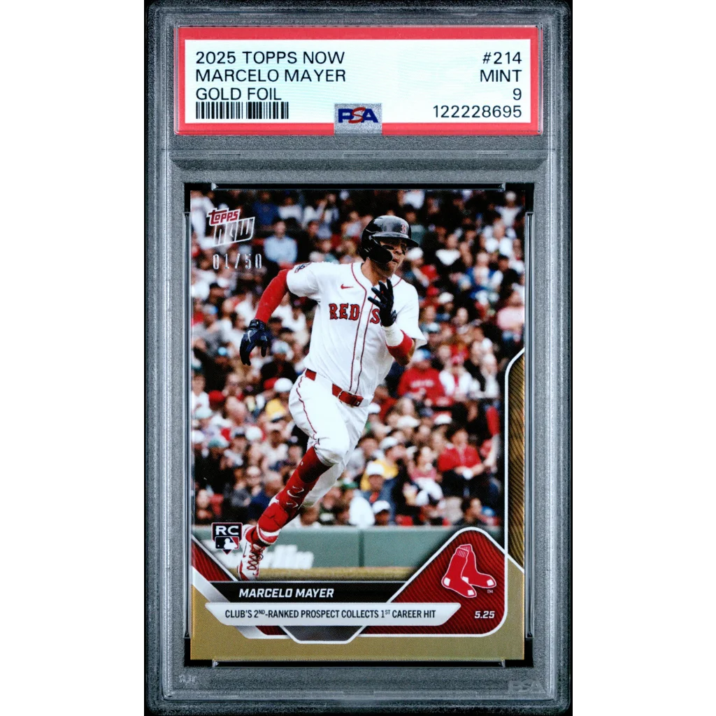 PSA graded 2025 Topps Now Marcelo Mayer gold foil baseball card