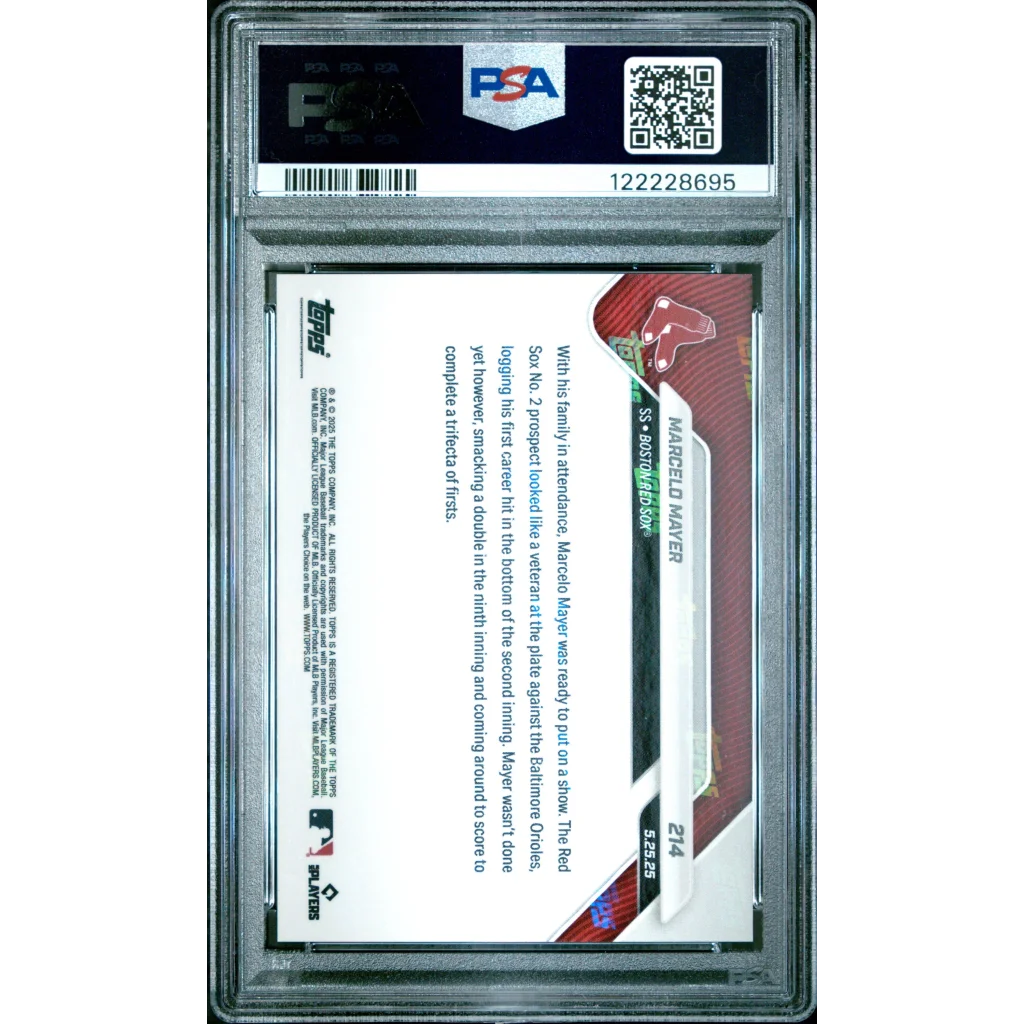 PSA graded Marcelo Mayer gold foil Topps Now baseball card