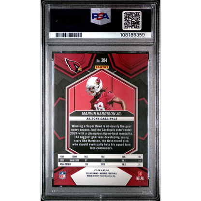 PSA Graded Marvin Harrison Jr Cardinals Mosaic Rookie Card for football fans